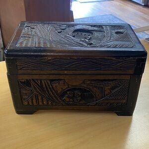 Carved Wooden Box with Intricate Design